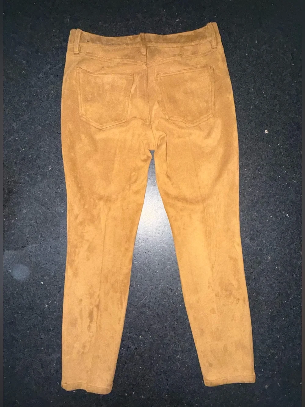 UEC Ann Taylor Cropped Faux Suede-Look Skinny Pants Camel color stretch SZ 6P